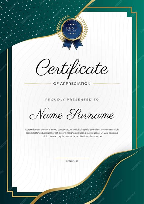 Premium Vector Green Black And Gold Certificate Of Achievement Border