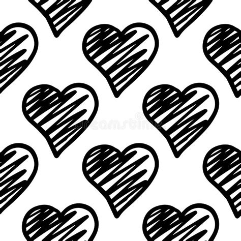Black Hearts Seamless Pattern Valentines Day Backdrop Stock