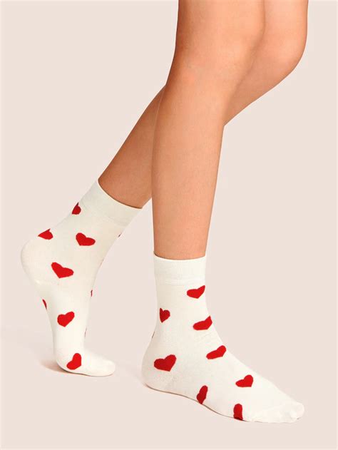 Heart Pattern Invisible Socks 1pair Shein Invisible Socks Socks Heart Patterns
