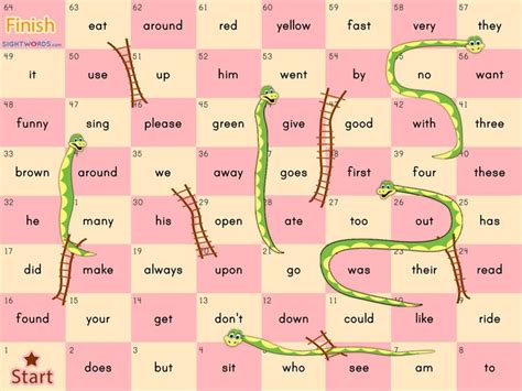 Sight Words Snakes And Ladders Reading Games For Kids Reading Games