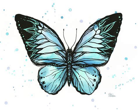 Teal Butterfly Painting Painting By Olga Shvartsur Pixels