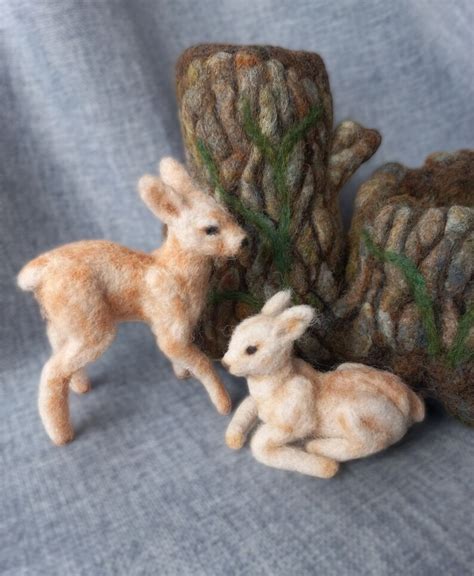 Wool Sculpture Needle Felted Deer Wool Deer Felting Deer Miniature