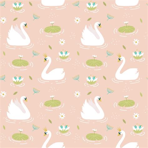 Free Vector Seamless Elegant Pattern With Swans
