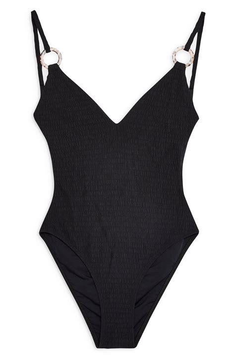 Lyst Topshop Plunge One Piece Swimsuit In Black