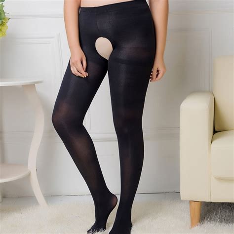 40 100kg Sexy Women Autumn Winter Tights Open Crotch Crotchless Sheer Seamless Pantyhose Silk