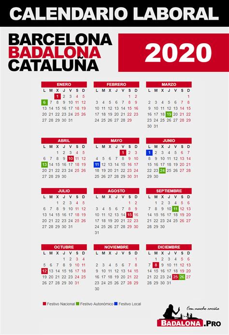 Calendario Laboral 2020 - Badalona - Barcelona | Badalona