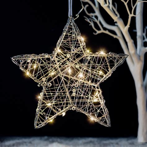 Silver Led Wire Hanging Star Decoration Love Unique Home And Ts