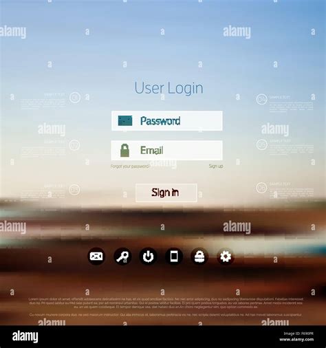 Login Form Page With Blurred Background Web Site Template Ui Element