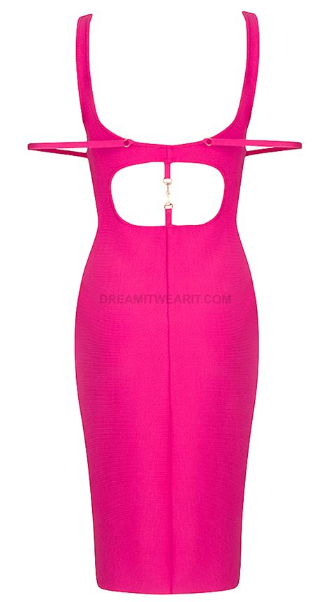 Off Shoulder Straps Structured Midi Dress Hot Pink Luxe Midi Dresses And Luxe Party Dresses