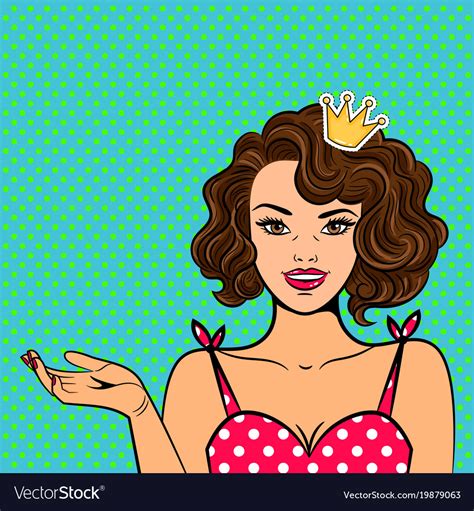 Pop Art Girl With Crown Royalty Free Vector Image