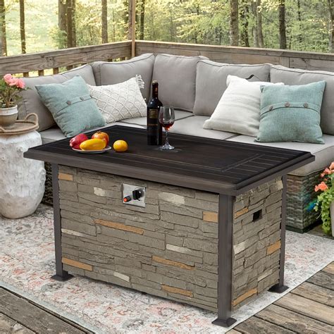 Buy Vicluke 44 Inch Aluminum Propane Fire Pit Table With Faux