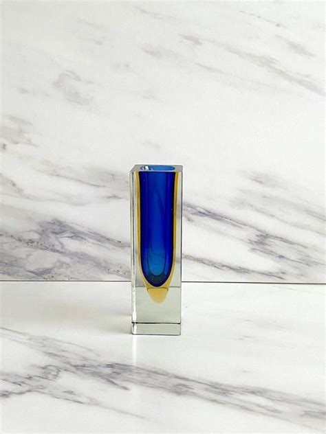 Italian Murano Faceted Sommerso Mandruzzato Block Design Art Etsy Design Art Art Glass Vase