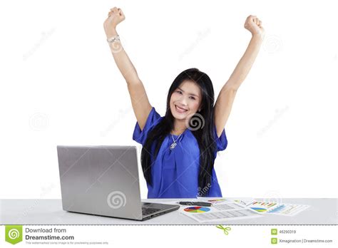 Cheerful Woman Achieve Her Goal Stock Image Image Of Asian Achievement 46290319