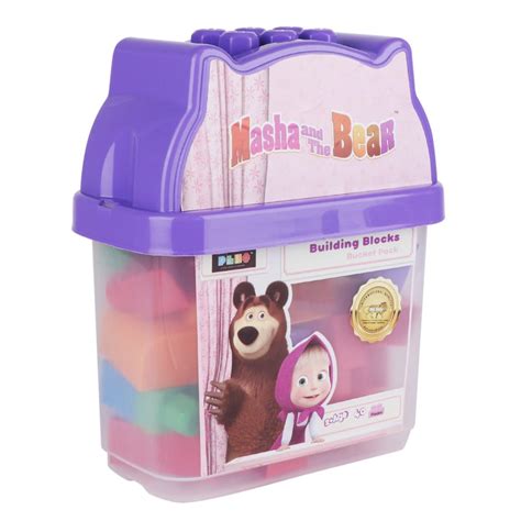 Buy Masha And Bear Building Blocks Game Set Bucketg 40 Pieces Educational Interlocking