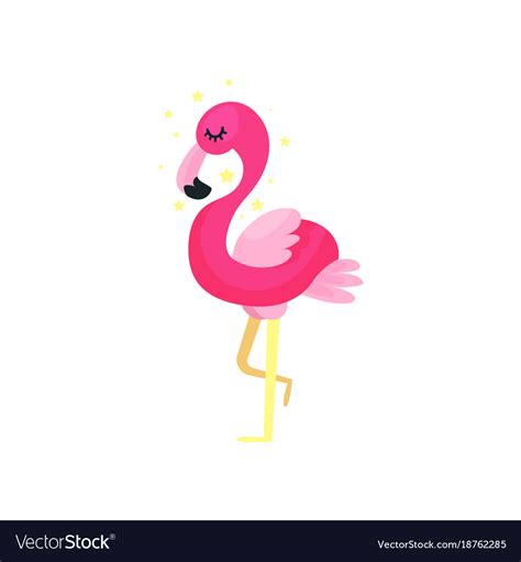 Cute Cartoon Pink Flamingo Royalty Free Vector Image