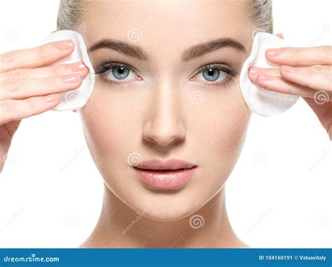 Girl Removes Makeup Cotton Ball From Face Stock Image Image Of Macro