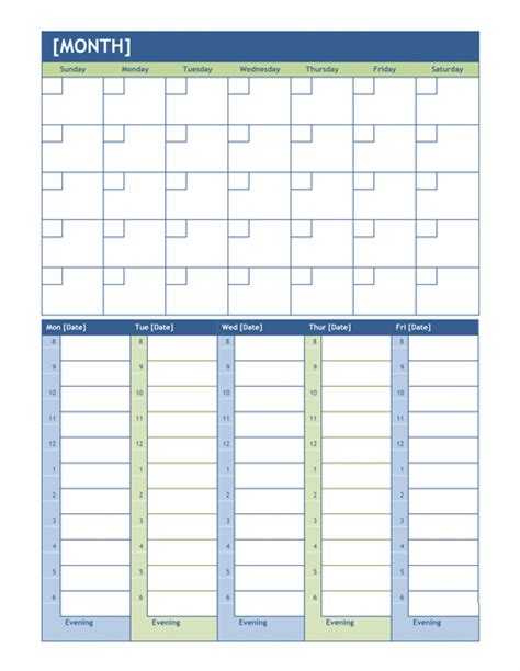 Monthly And Weekly Planning Calendar Template Formal Word Templates