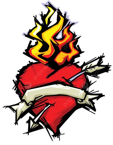 Illustration Of A Vector Flaming Heart With An Arrow And Banner Photo