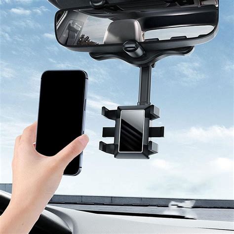 Buy Car Mount Phone And Gps Holder 360° Rearview Mirror Phone Holder