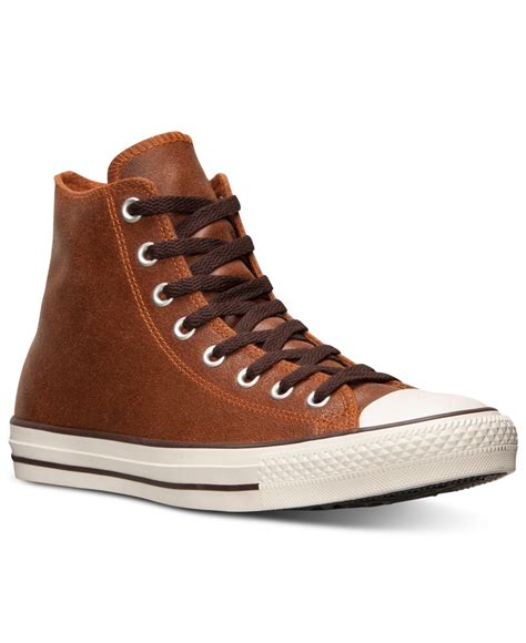 Converse Mens All Star Vintage Leather Hi Casual Sneakers From Finish