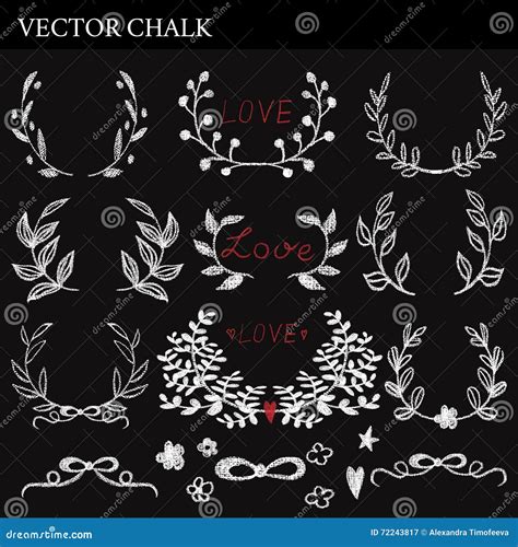 Hand Drawn Chalk Frames With Leaves And Berries Stock Vector
