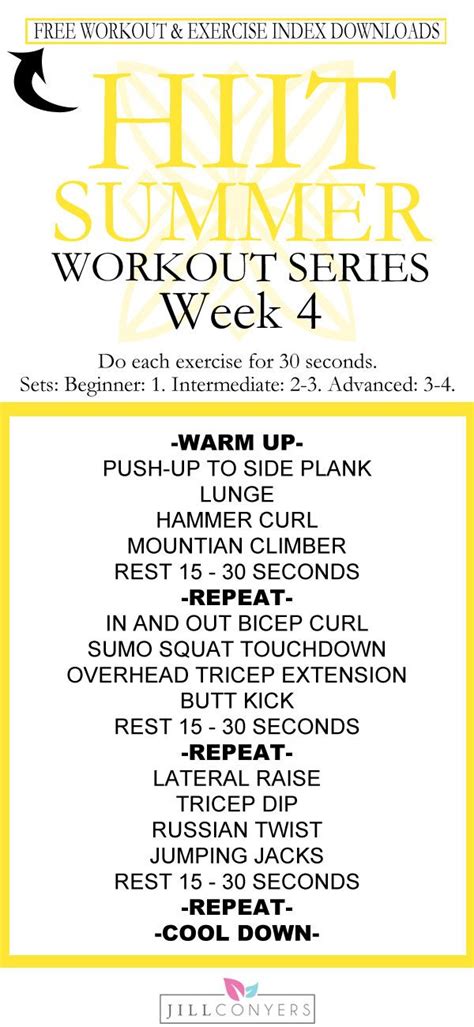 Hiit Summer Workout Series Week 4 With Free Downloads Jill Conyers