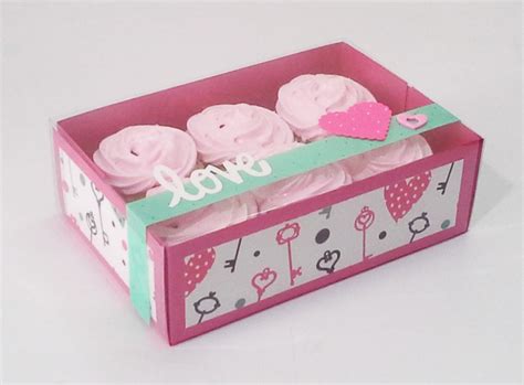 Caja Para 6 Cupcakes Estampada Con Llaves Y Corazones Cajas Para