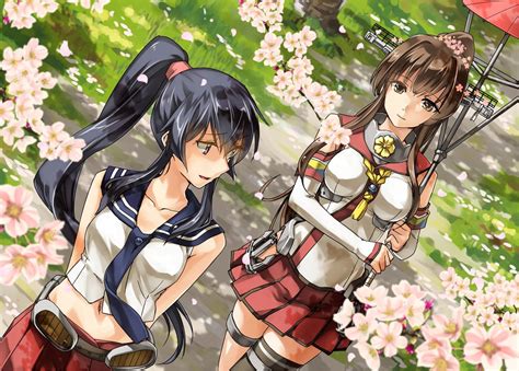 Two Female Anime Characters Wallpaper Anime Yamato KanColle HD Wallpaper Wallpaper Flare