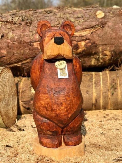 Garden Sculptures Chainsaw Carvings Edward Bear Wood Actually Bear Carving Wood Carving