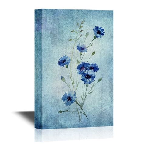 Wall26 Canvas Wall Art Beautiful Vectorn Pattern With Blue Flowers