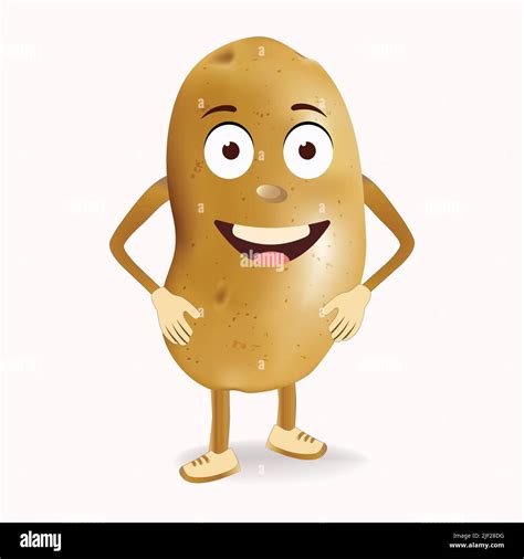 Potato Character With Funny Cartoon Smiling Semi Realistic Potato