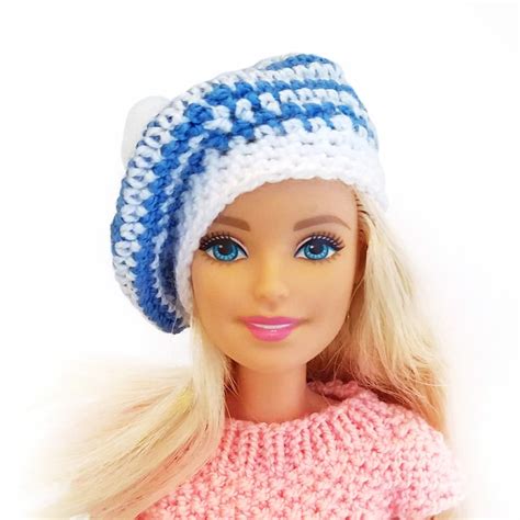 Doll Clothes Striped Beret Barbie Winter Wear Warm Pom пом Hat Etsy