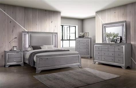 Alanis Bedroom Set In Light Gray Finish By Furniture Of