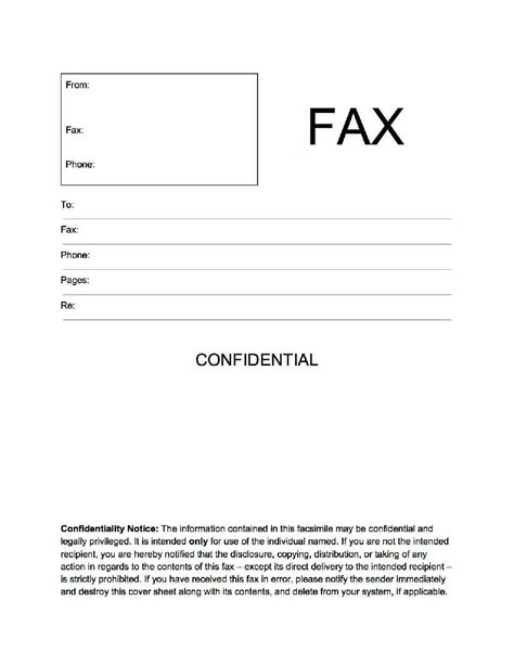 Free Fax Cover Sheet Template With Confidentiality Statement