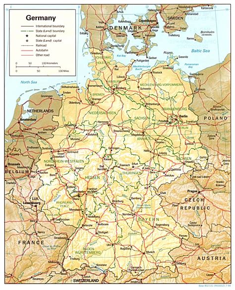 Географічна карта Німеччина 1012 X 1248 Піксель 38106 Kb