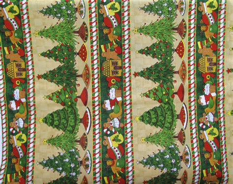 Christmas Border Cotton Print Fabric The Spirit Of The Etsy