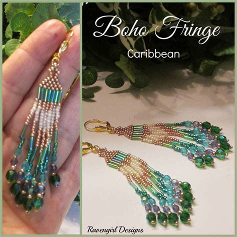 Boho Fringe Caribbean Beaded Czech Crystals Seed Beads Dangle