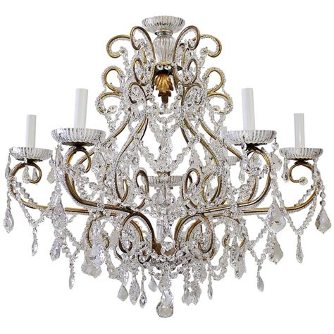 Antique Gold French Beaded Crystal Chandelier With Six Light At 1stdibs