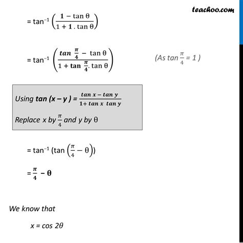 Misc 10 Chapter 2 Class 12 Inverse Trigonometry Tan 1 √1 X