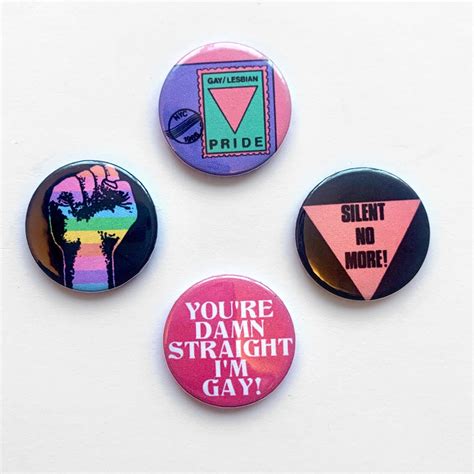 4 Gay Lesbian Pride Button Set Vintage Remake Retro Lgbtq Etsy