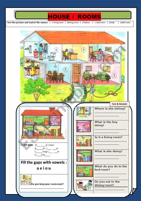 Home And Rooms Esl Worksheet By Jhansi