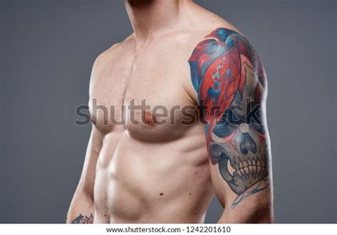 Man Tattoo On His Arms Naked Stock Photo Edit Now 1242201610