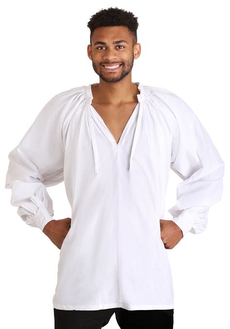 White Mens Peasant Shirt Medieval Costume Clothing