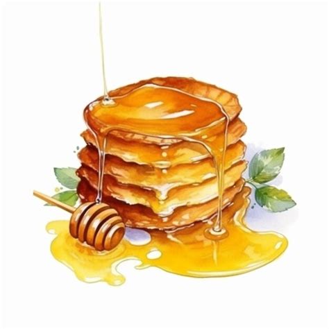 Premium Ai Image A Painting Of A Stack Of Pancakes With Syrup And A