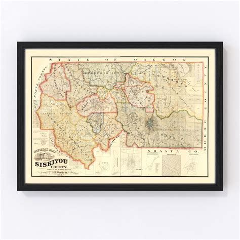 Vintage Map Of Siskiyou County California 1887 By Teds Vintage Art