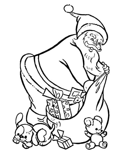 Santa claus coloring pages for kindergarten. Santa Claus Find Perfect Gift In His Goodie Bag Coloring ...