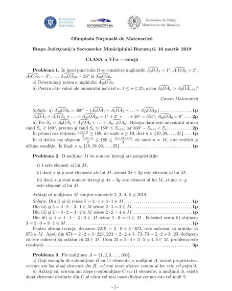 Olimpiada De Matematica 2019 Etapa Judeteana Clasele 5 8 Subiecte