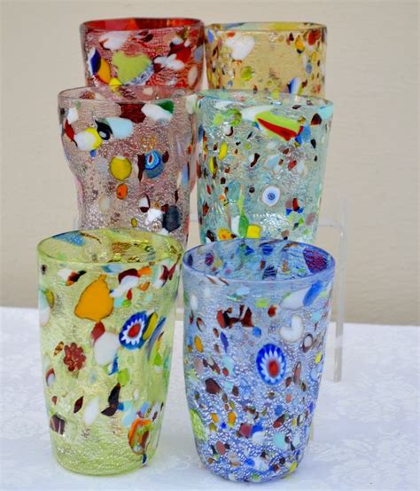 Murrine Murano Glass Alta Drinking Glasses Set Of 6 Murano Glass