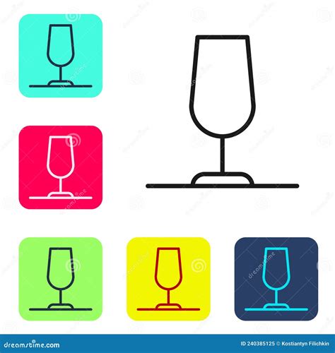 Black Line Wine Glass Icon Isolated On White Background Wineglass Sign