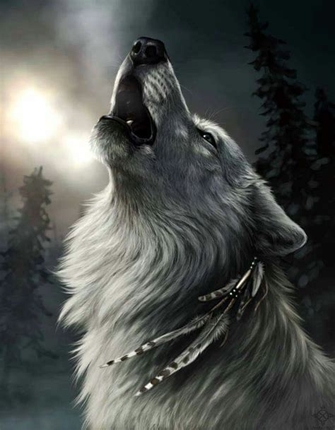 Spiritual Native American Wolf Wolf Painting Wolf